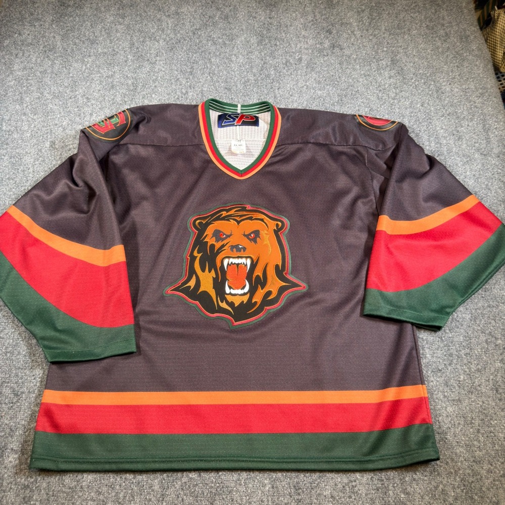 Utah Grizzlies AHL Hockey Jersey Mens Large Black Vintage Rare Canada